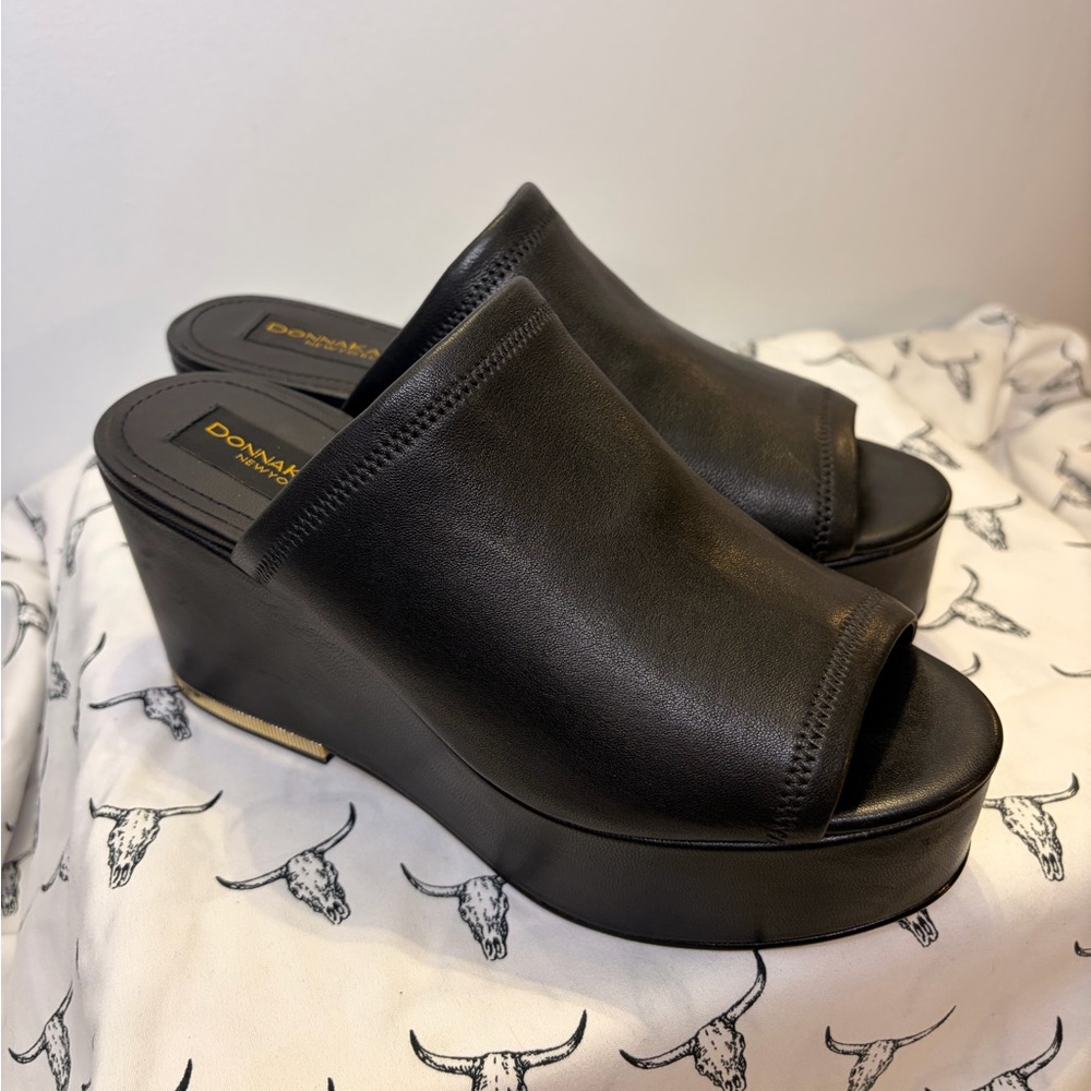 Donna Karan Black Platform Mules
